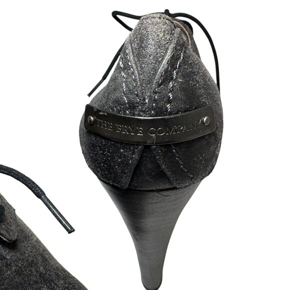 Frye Womens Harlow Oxford Pump Charcoal Leather Lace Up High Heel size 8.5 - Picture 4 of 9